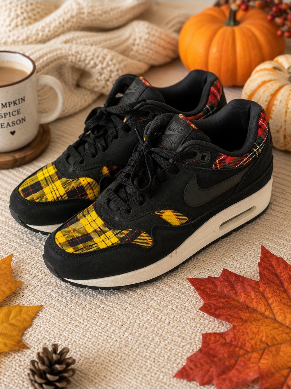 Nike Air Max 1 with Yellow & Red Plaid Panels